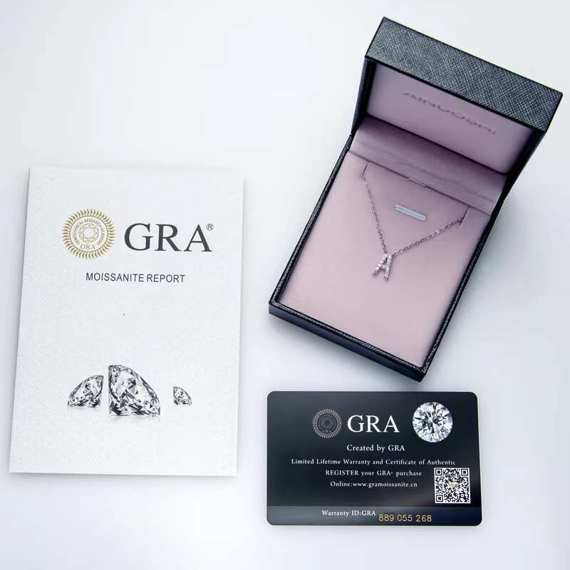Charm Pendant 1.4mm D Color Moissanite Diamond Necklace Initial 26 Letter Name Necklace Silver for Women Kids Girls