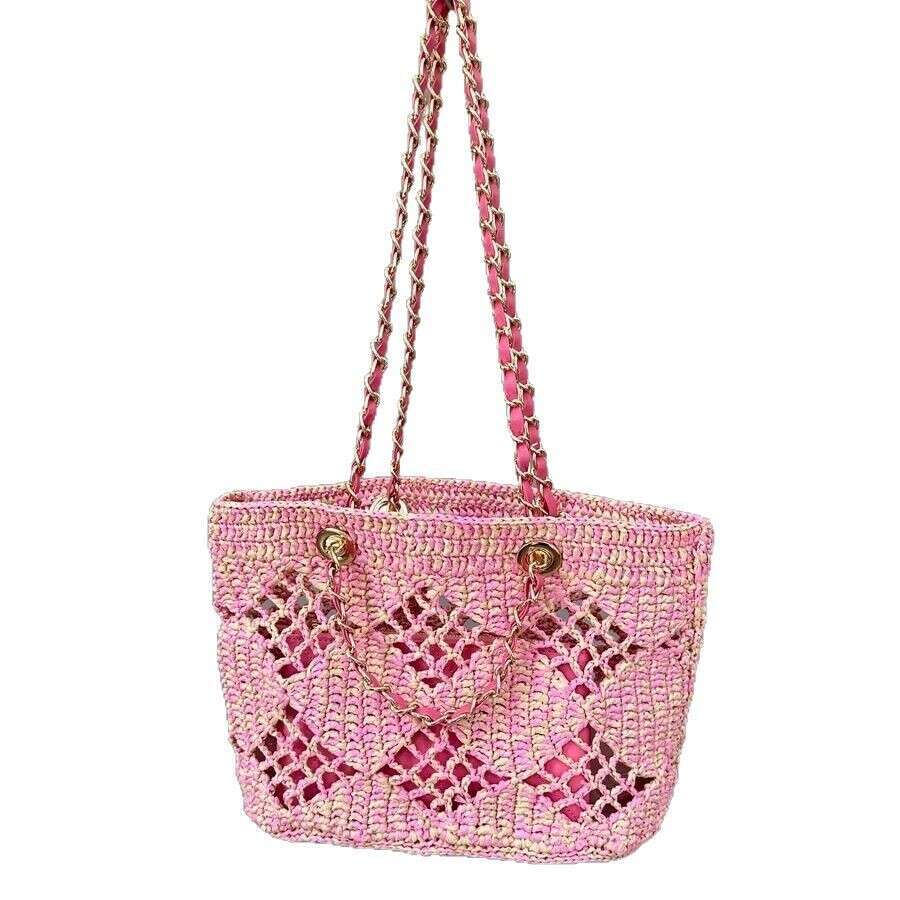 Straw Beach Tote Summer New Raffia Hollow Woven Beach High End Fashion Single Shoulder Crossbody Chain Basket Bag Crossbody Bag