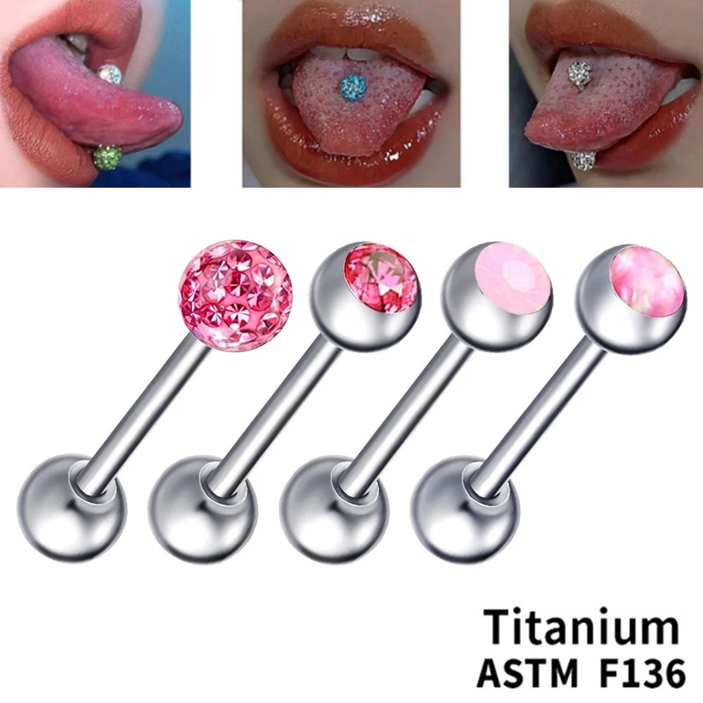 4X Mixed Type 36 Crystal Opal Tongue Bar Barbell 6mm Ball Nipple Ring Body Piercing Jewellery Set 14G 250526