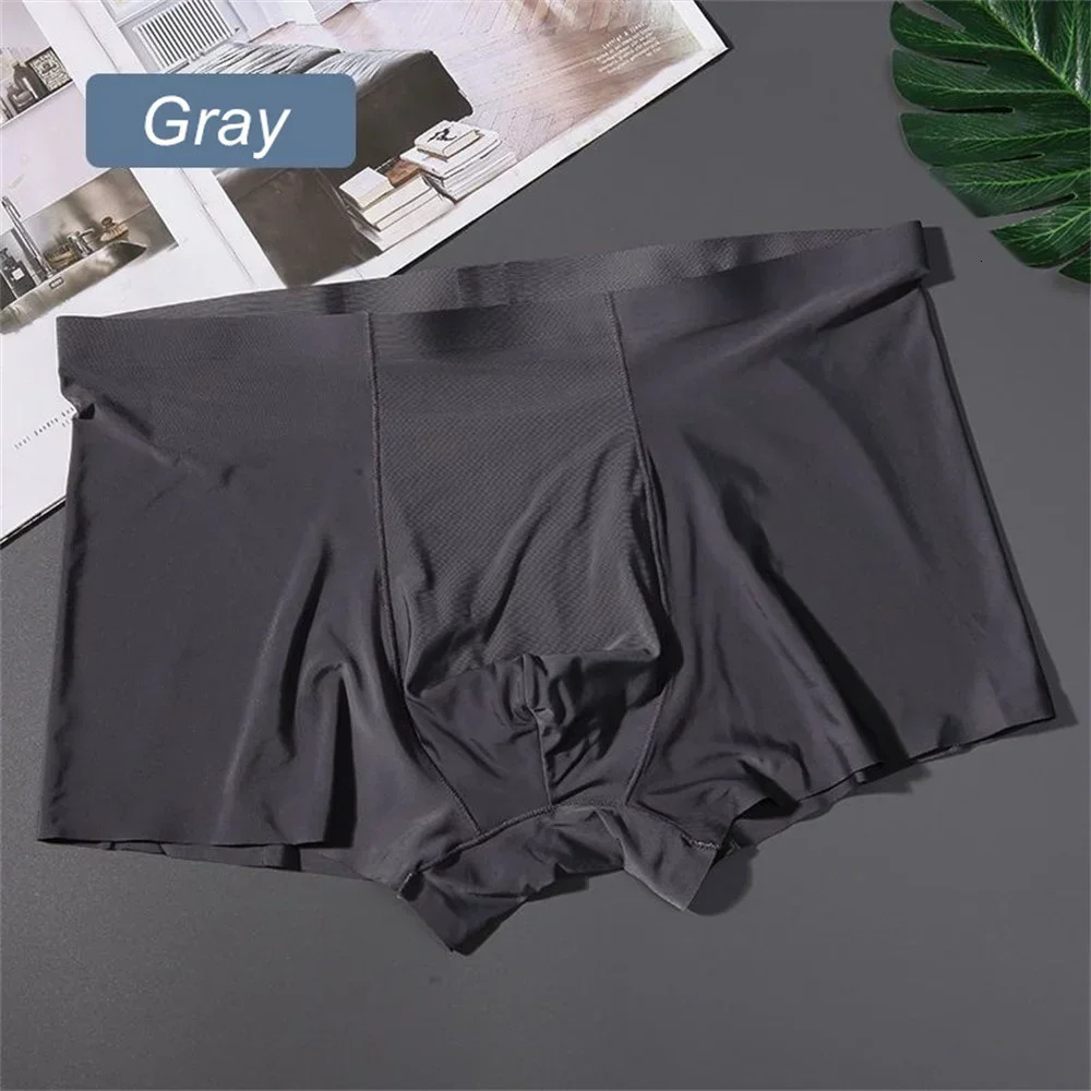 3PCS High Quality Mens Ice Silk Underwear Summer Thin Breathable Seamless Panties Sexy Male Underpants Plus Size 250526