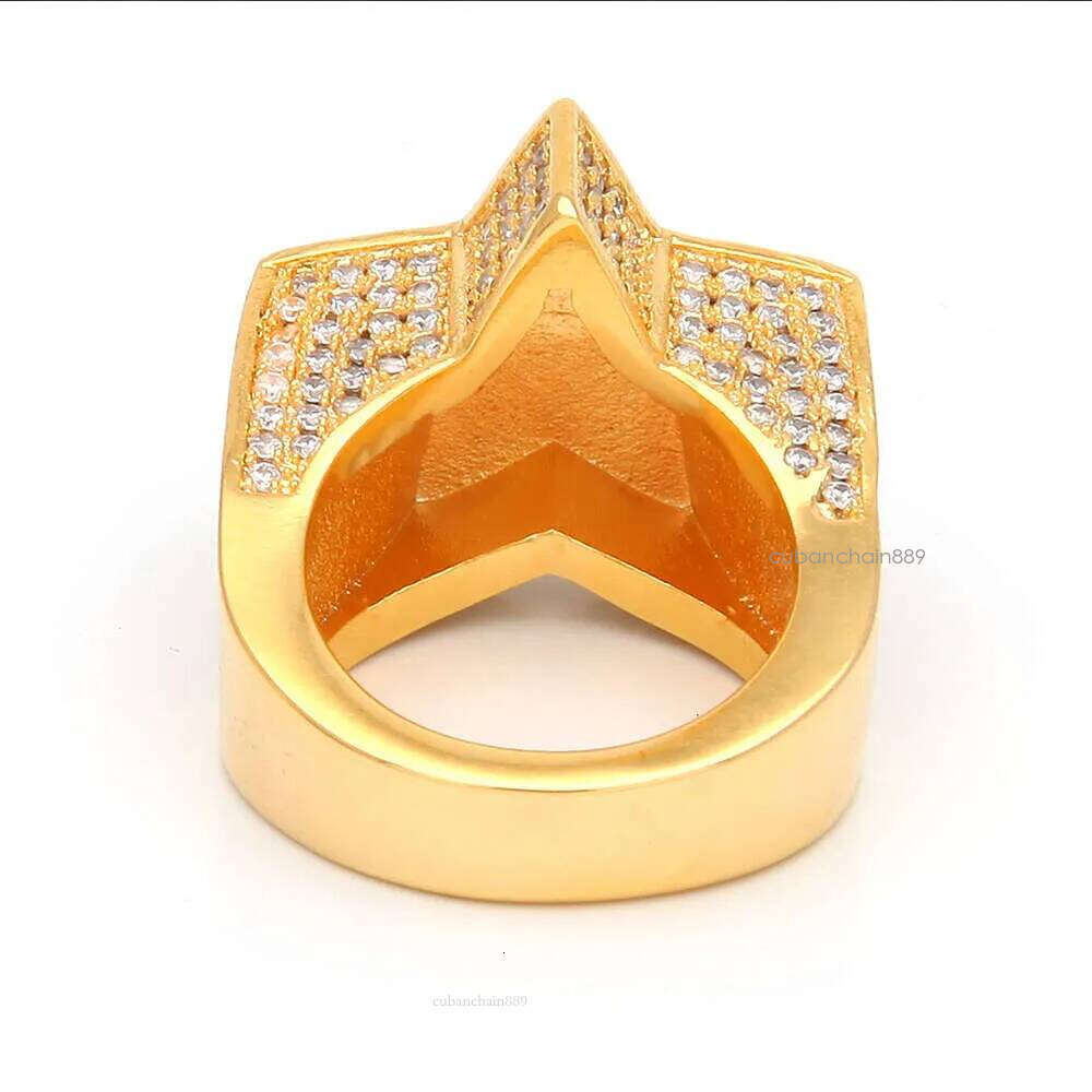 men's passed GRA Dia Five-pointed Men's star Hip Hop trendy moissanite dia gold sterling sier cuban women ring