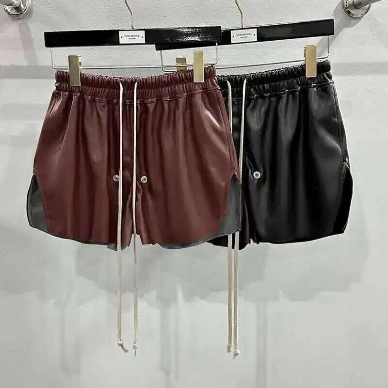 HKSH Summer New Men's Tide Chic RO Shorts High Street Dark Zipper Elastic Waist Leather Fashion Ins Gothic Cotton Capris Hk1807