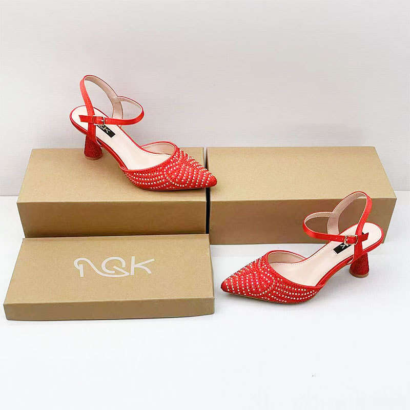 Green New Style Elegant Versatile Pointed Toe Open Back Simple Rhinestone Design Women's High Heels