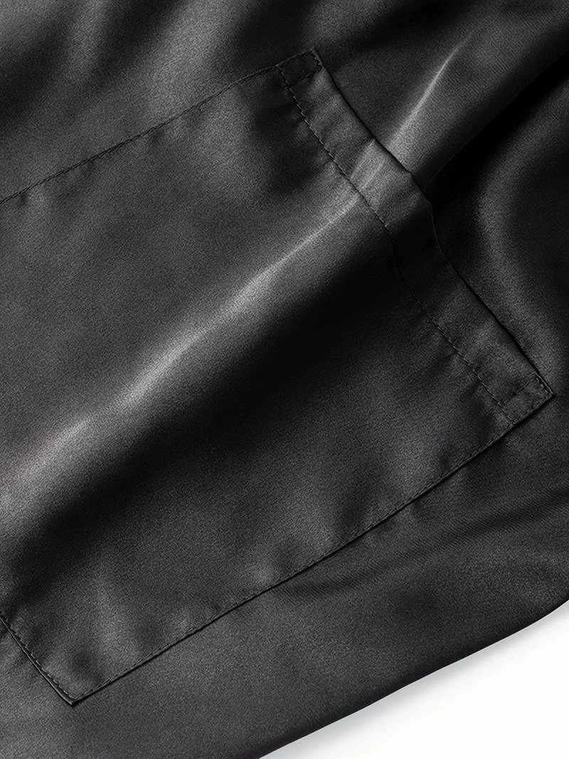 Mens Sleep Pj Black Suit Superstylish Gorgeous Pajamas VNeck Long Sleeve Robe And Shorts Nightgown Set For Relaxing Pjs 250526