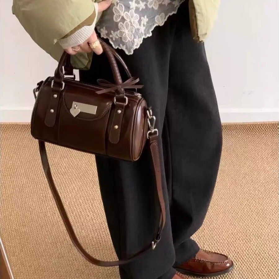 designer New Niche Textured Bowling Bag Sweet Cool Bowknot Handheld Crossbody Bag