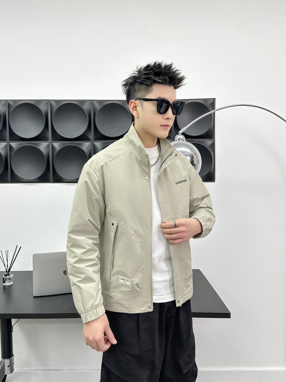 New spring lazy water ink dyed short sleeve shirt high-end sense of fashion casual versatile men's set