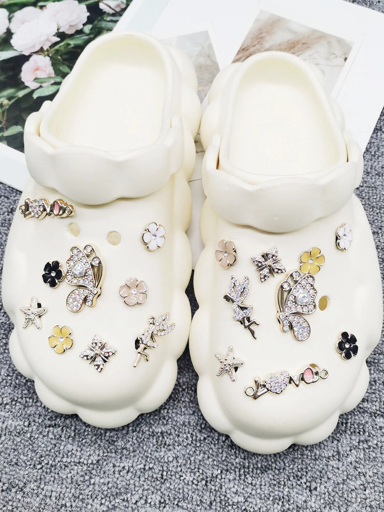 18PCS ABS Resin Butterfly Shoe Charms Decorations Love Fairy Star Shoes DIY Accessories Multi Color Flower Clips 250528