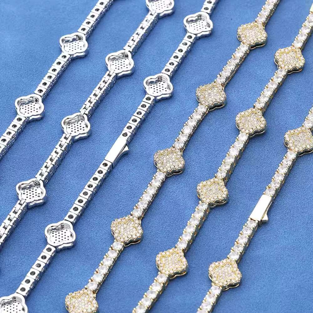 Hot Sale S925 Silver Moissanite Tennis Chain Necklace Cross Border Hip Hop Style Versatile Personality Jewelry