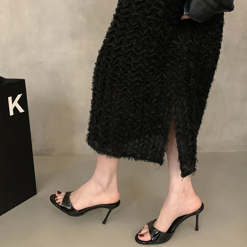 Summer Women Fashion Open Toe Slippers Elegant High Heel Slides Sexy Stripper Party Dress Sandalias Shoes 250528