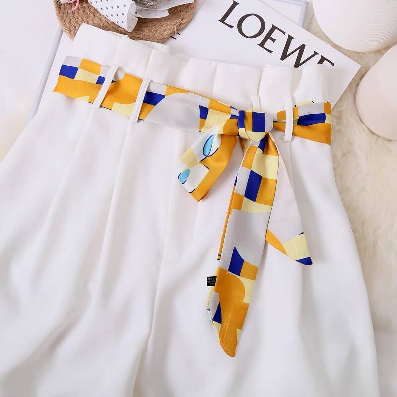 NEW Women's Dress Jeans Decorative Bow Belt Retro Printing Twill Waist Summer Bag Hats Ribbons Women Silk Neckerchiefs 5X150CM