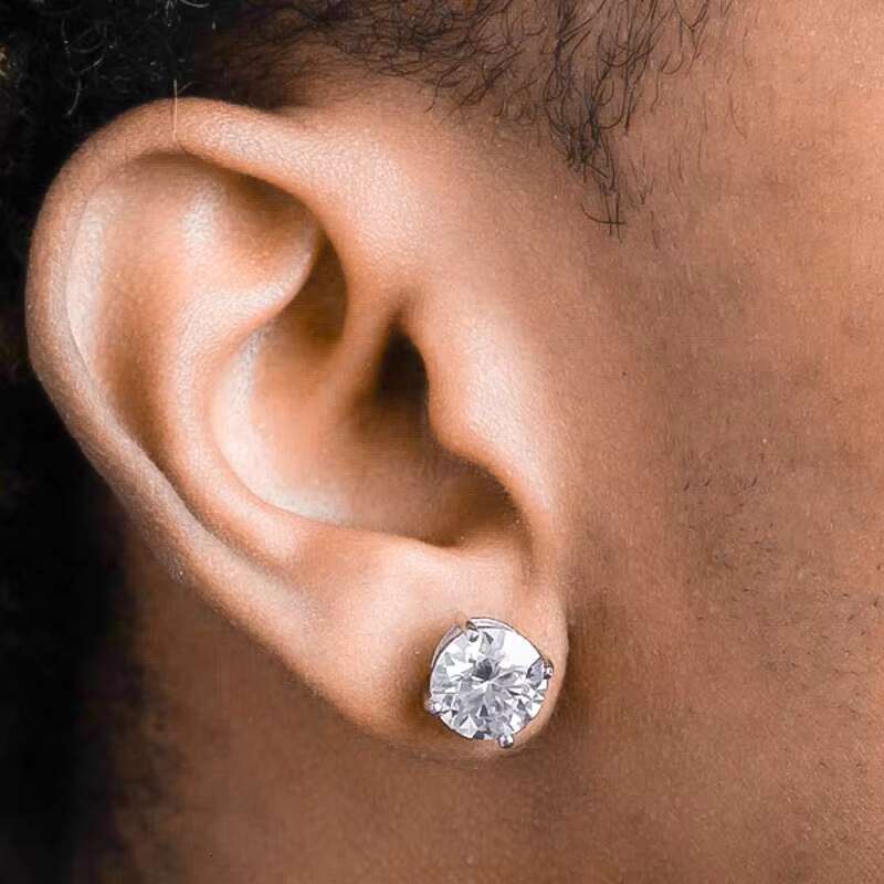 3MM-10MM Pass Diamond Tester Hip Hop D Color VVS Moissanite 4 Claws Stud Earrings With 925 Sterling Silver GRA Women Men