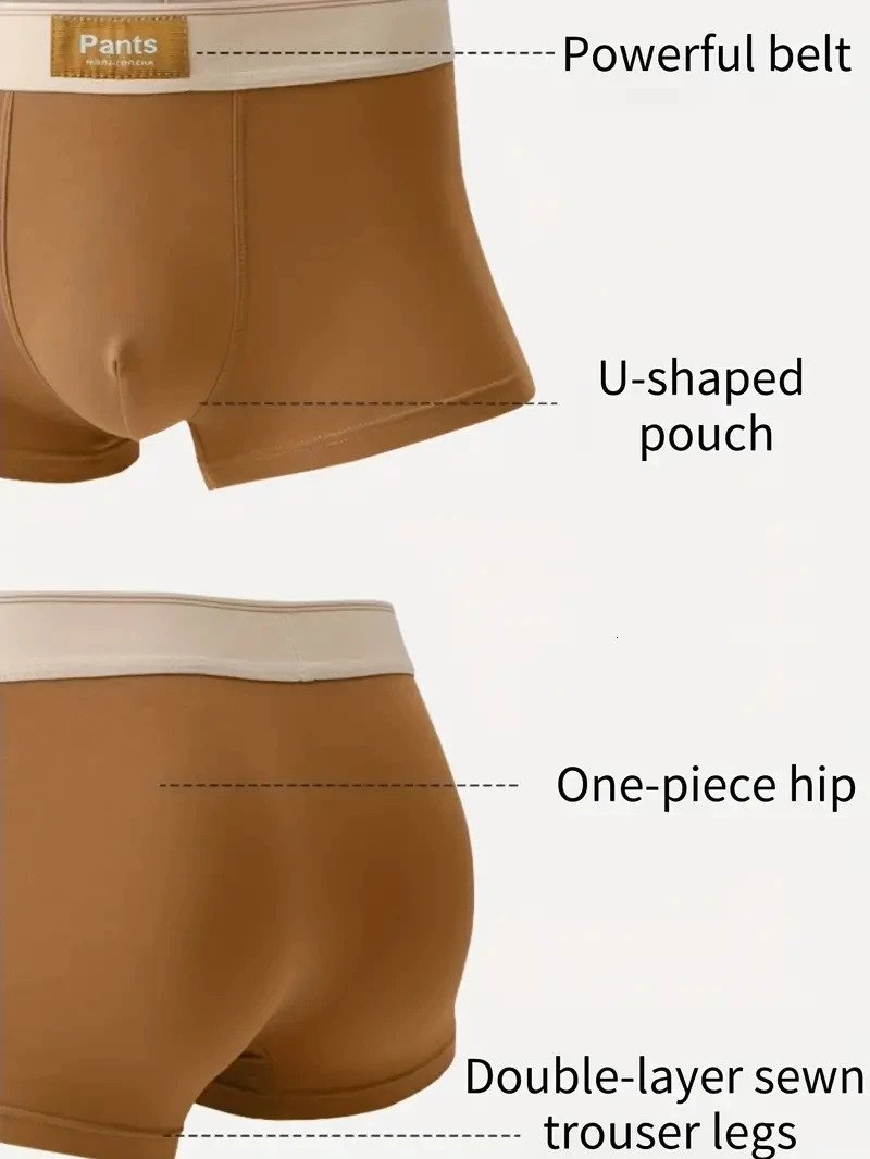 3pcs Men Panties Cotton BoxerShorts Man Underwear Mens Boxers Breathable U Convex Male Underpants Sexy Trunks 250530