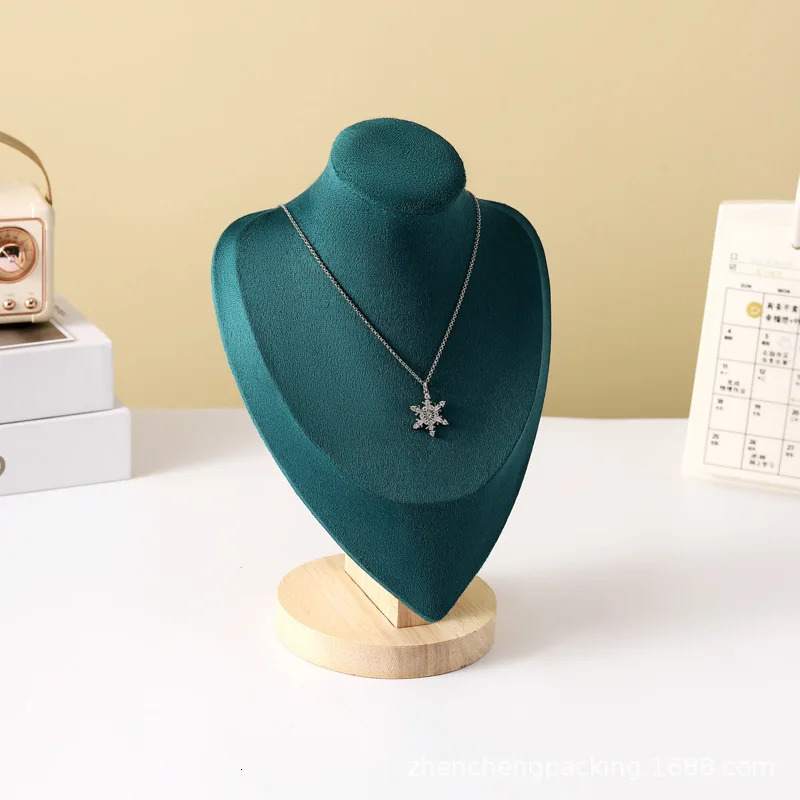 Solid wood portrait neck green jewelry stand necklace pendant neck mold display standjewelry necklacestand display stand 250530