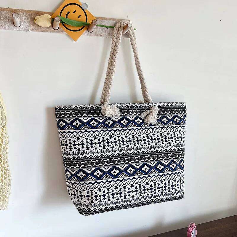 Women's Shoulder Bag Summer Beach Tote Printing Pattern Canvas Shopping Bags Handbag Casual Bucket Female Outdoor Pocket