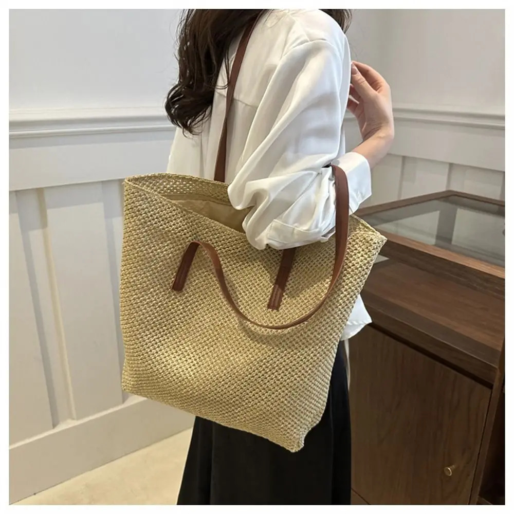 Rattan Straw Bag Fashion Large Capacity Handmade Braid Handbags Woven Shoulder Bag Summer Beach 250530