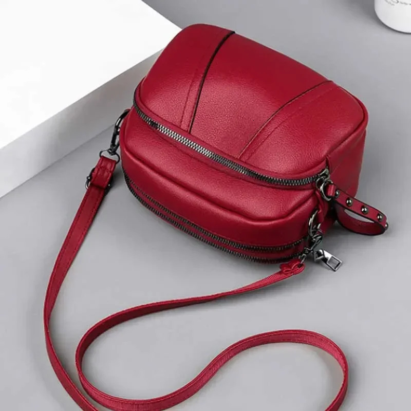 Solid Color Fashionable Rivet Zipper Womens Mobile Phone Bag Simple Soft Leather Shoulder Crossbody Small Square Bag Handbag 250530