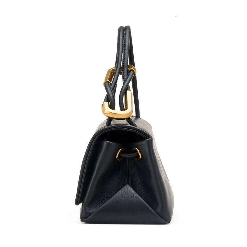 The Mini Dual Bag Women Genuine Leather Designer Handbag High Quality Turn-Clasp Fastening Foldover Top Female Bags