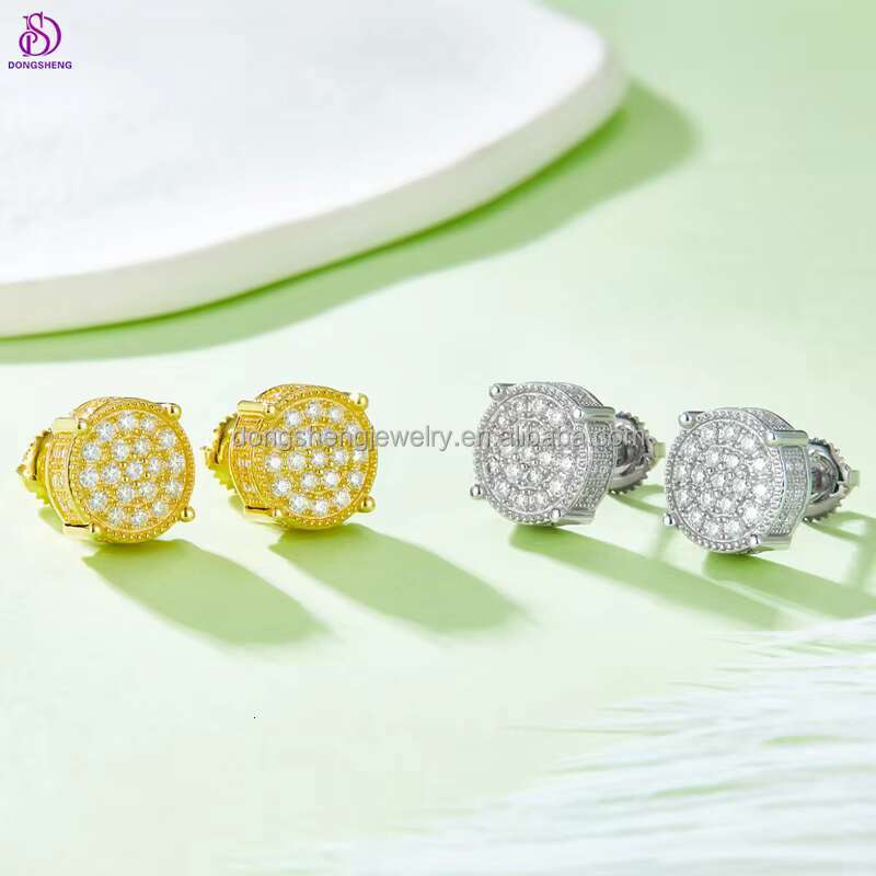 Gra Certificate Women Men Diamond Fashion Jewelry 14K 18K Gold 925 Silver Luxury Vvs Moissanite Roundness Earrings