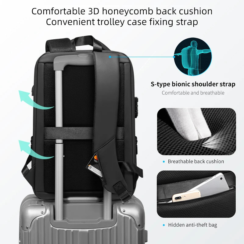 Fenruien Laptop Backpack Anti-theft Waterproof School Backpacks USB Charging Men Business Travel Bag Backpack 250530