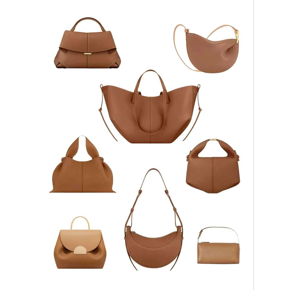 2025Fashion Earth Tone Collection Pu Leather Shoulder Ladies French Niche Hundreds Lunchbox Handbag Tote Bag