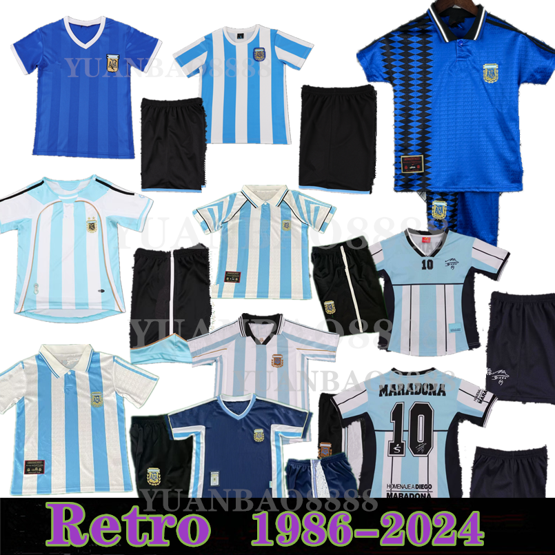 1978 1986 1998 ArgentinaS Retro Soccer jerey Maradona 1996 2000 2001 2006 2010 HIGUAIN KUN AGUERO CANIGGIA AIMAR Football Shirt Kids kits