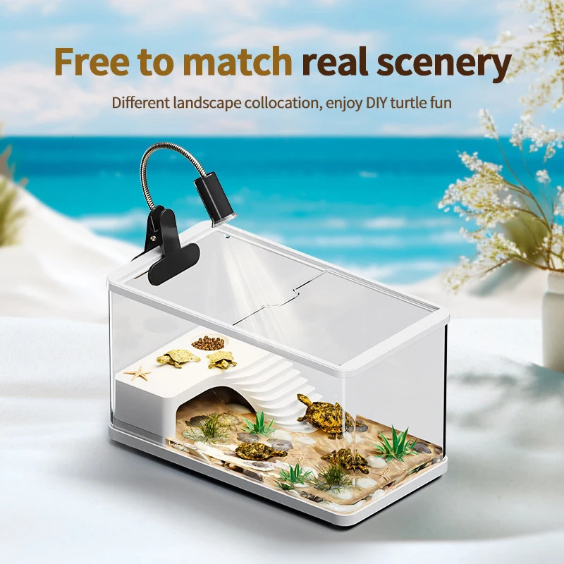 High definition transparent acrylic aquarium plastic leak proof aquarium reptile turtle habitat Easy water change Turtle tank 250530