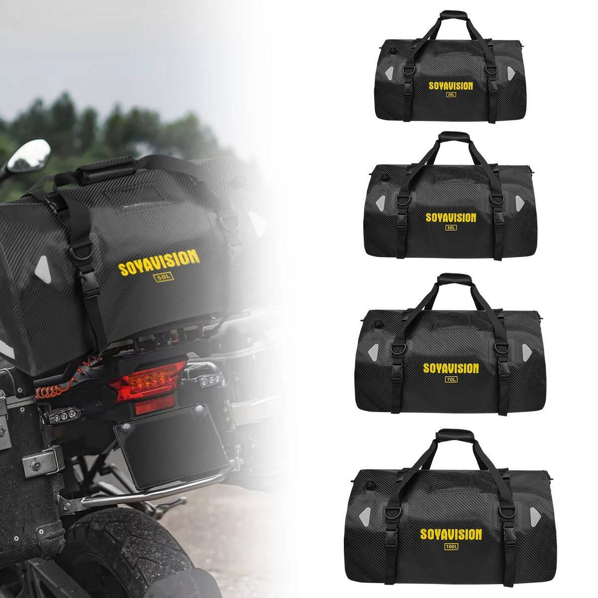 Motorcycle Dry Waterproof Reflective Tail Duffle Bag Skiing Travel Hiking Camping Boating Riding Fishing Outdoor Lage