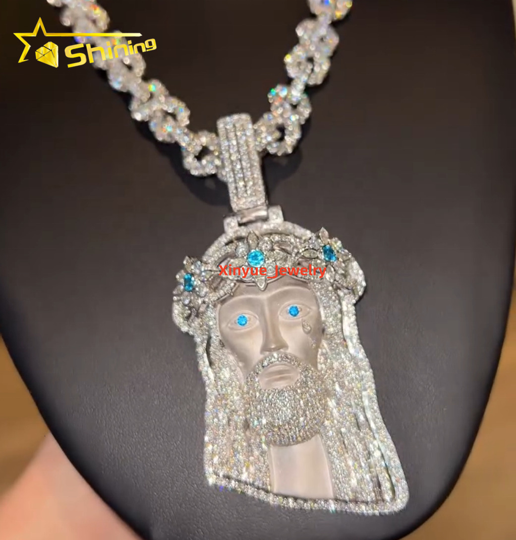 Custom Fine Jewelry Pass Diamond Tester Customized 3D Luxury Jewelry 925 Silver White Gold Iced Out VVS Moissanite Jesus Pendant