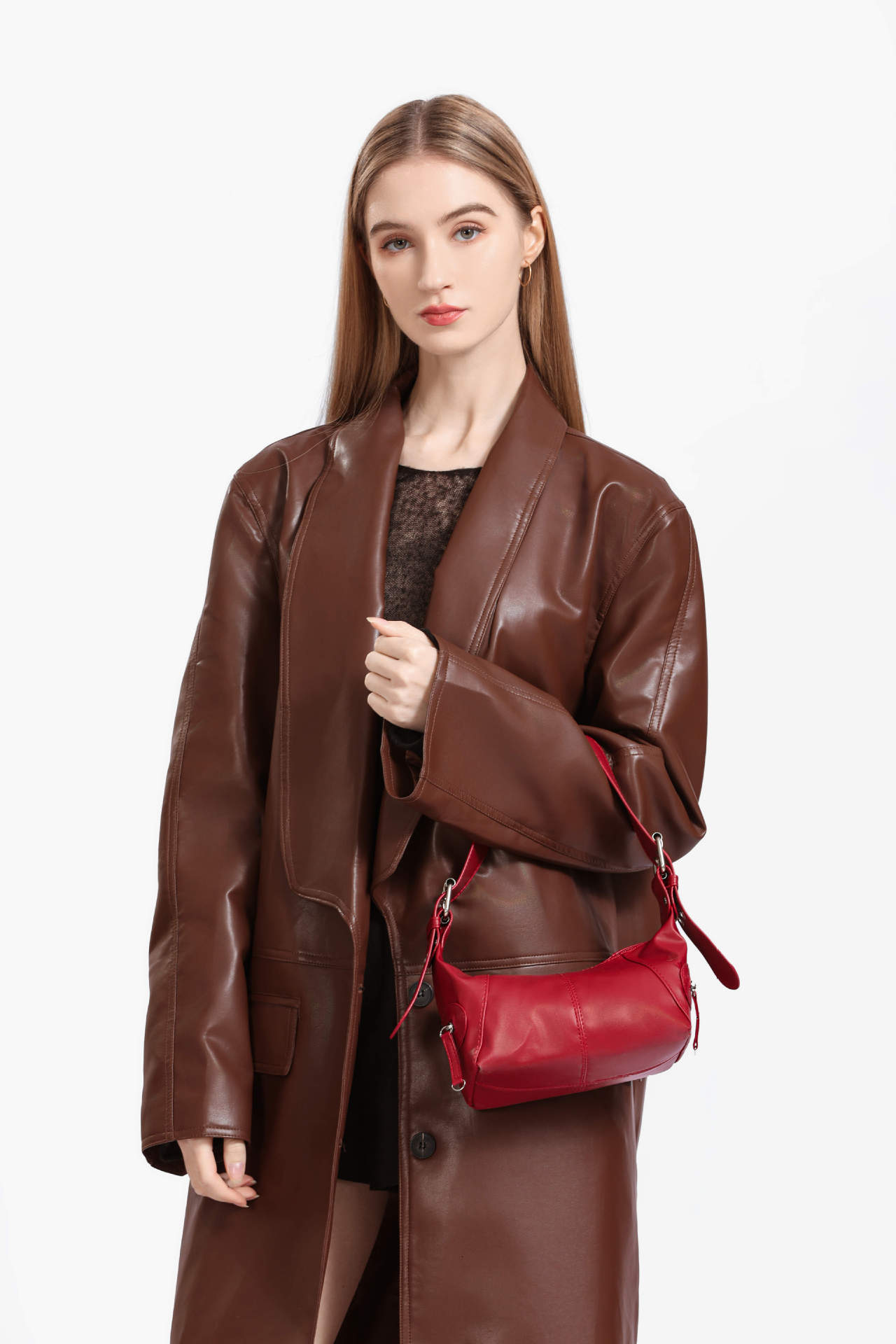 designer New Women's Bag Cool Girl Niche Design Fashion Leather Zipper Shoulder Handbag Underarm Retro European and American