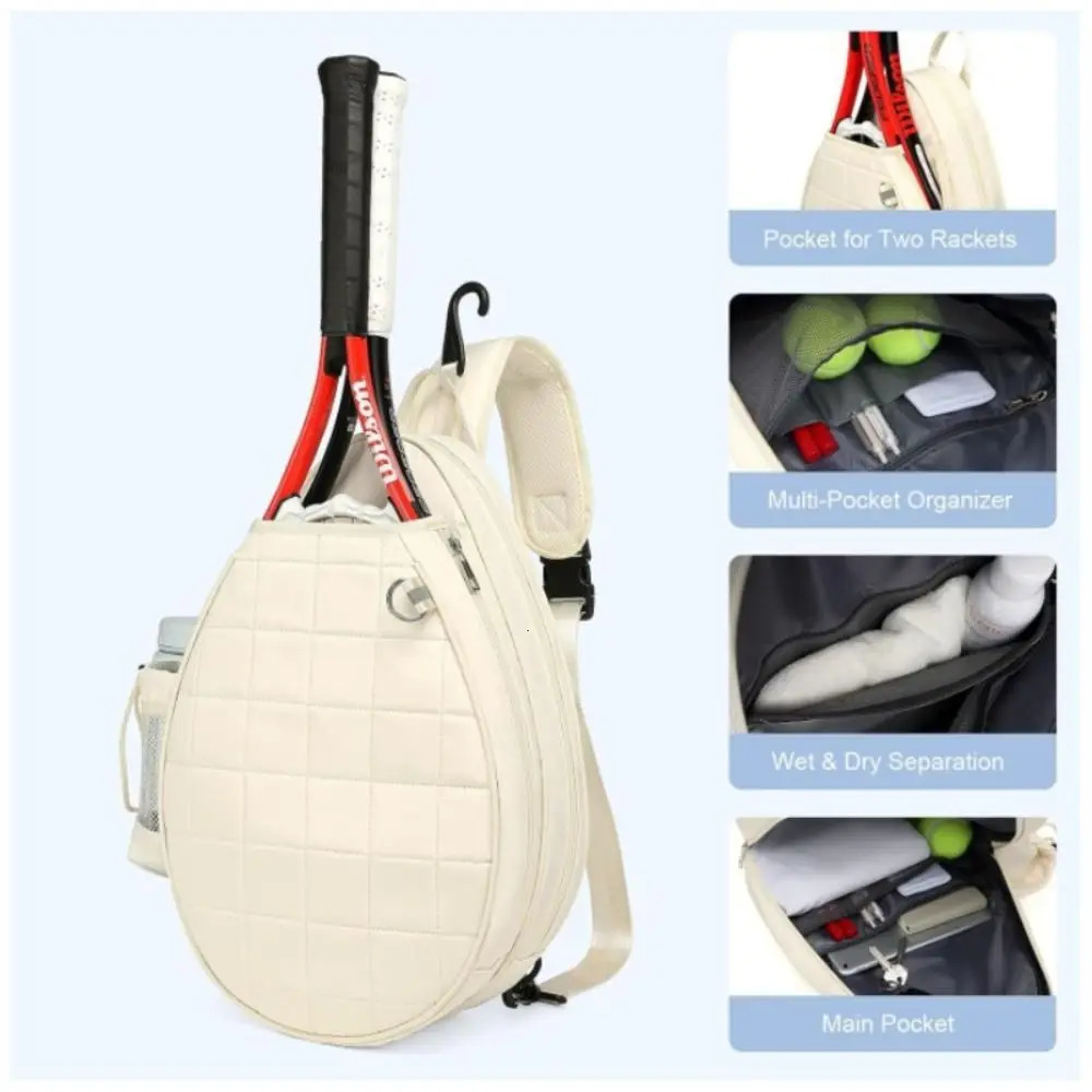 Crossbody Tennis Racket Bag Large Capacity with Water Bottle Holder Tennis Crossbody Bag One Shoulder Beauty Sports Fitness Bag 250530