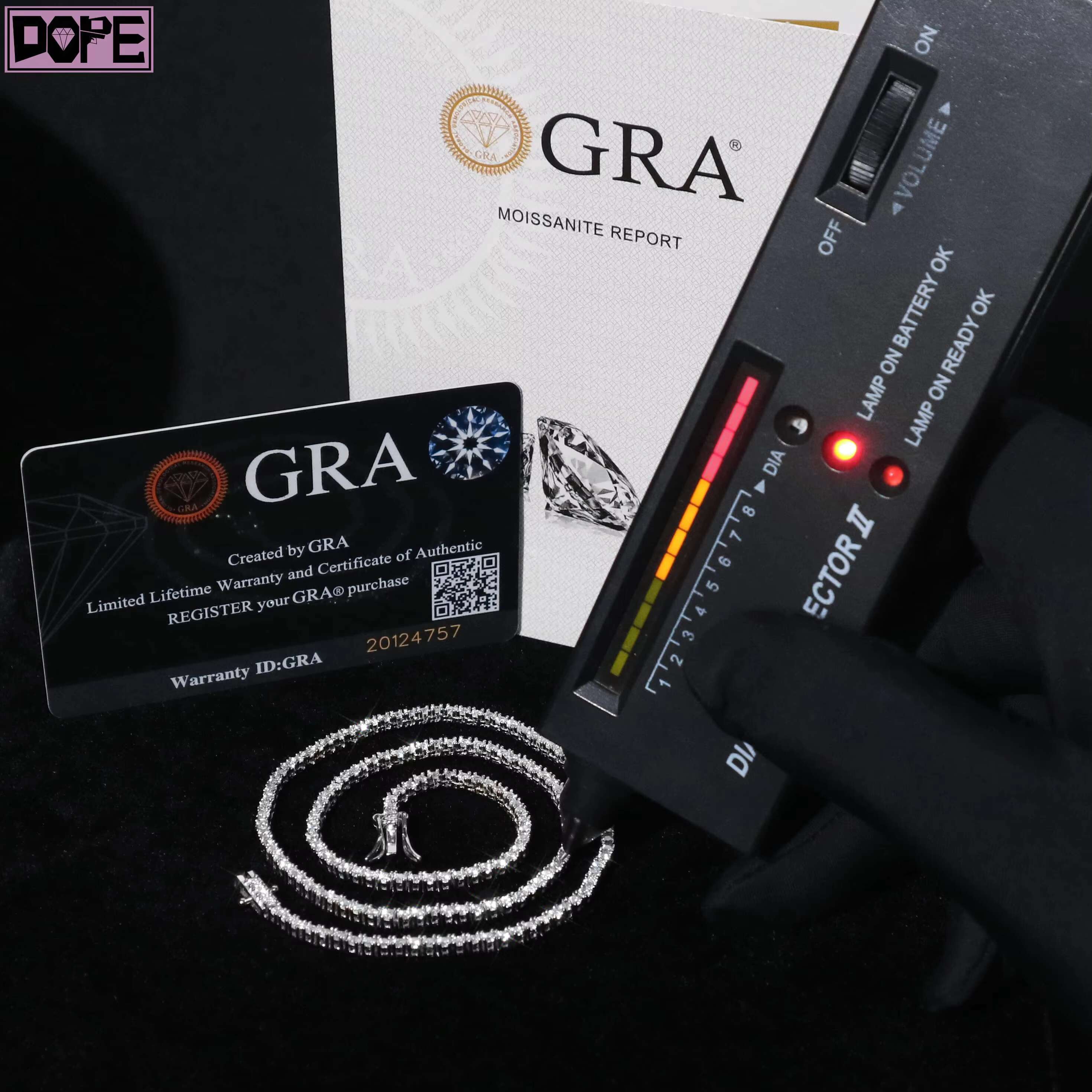 3-6MM Tennis Chain 925 Silver Tennis Necklace Iced Out Bling Hiphop Moissanite Tennis Chain