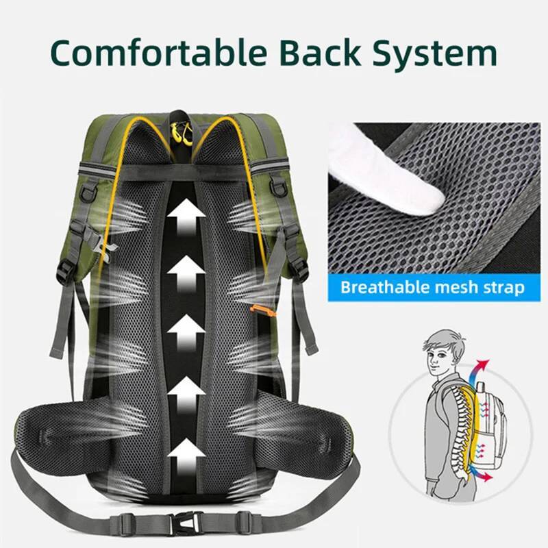 50L Travel Backpack Camping Men Large Hiking Tourist Rucksack Waterproof Outdoor Sports Climbing Mountaineering Bag Lage