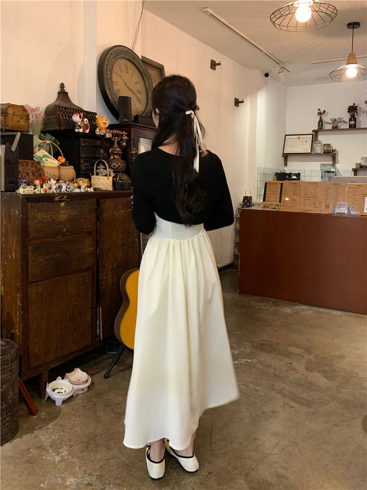 H3018 Summer design waist A-line skirt niche long skirt