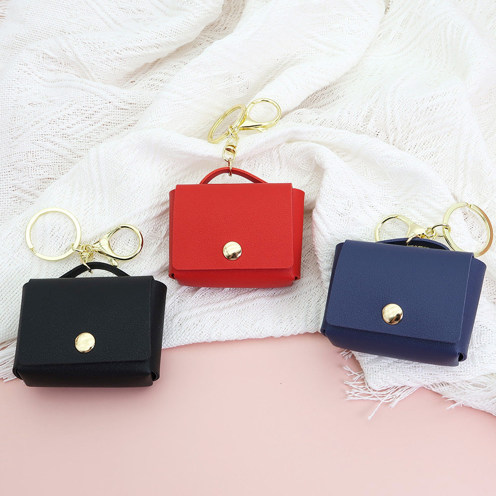 Creative headphone protective fashion case fashionable leather mini square bag coin storage bag keychain pendant fashion designer men s keybag