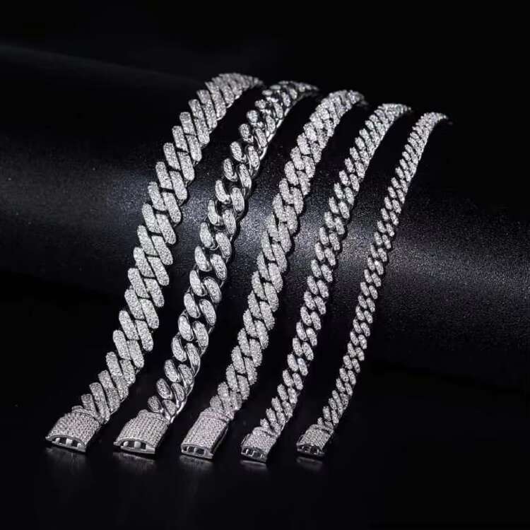 Personalized Custom Moissanite Tennis Chain 3mm 4mm 5mm 6mm 925 Silver Cuban Link Necklace Hip Hop Style Daily Wear for Men