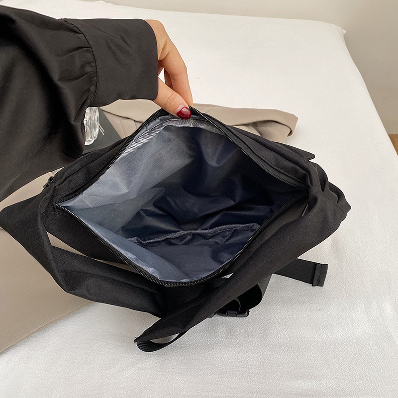 Free Shipping Designers New Japanese Solid Color Simple Canvas Bag For Women's Instagram Trend Large Capacity Black Dumpling Crossbody Bag Studen