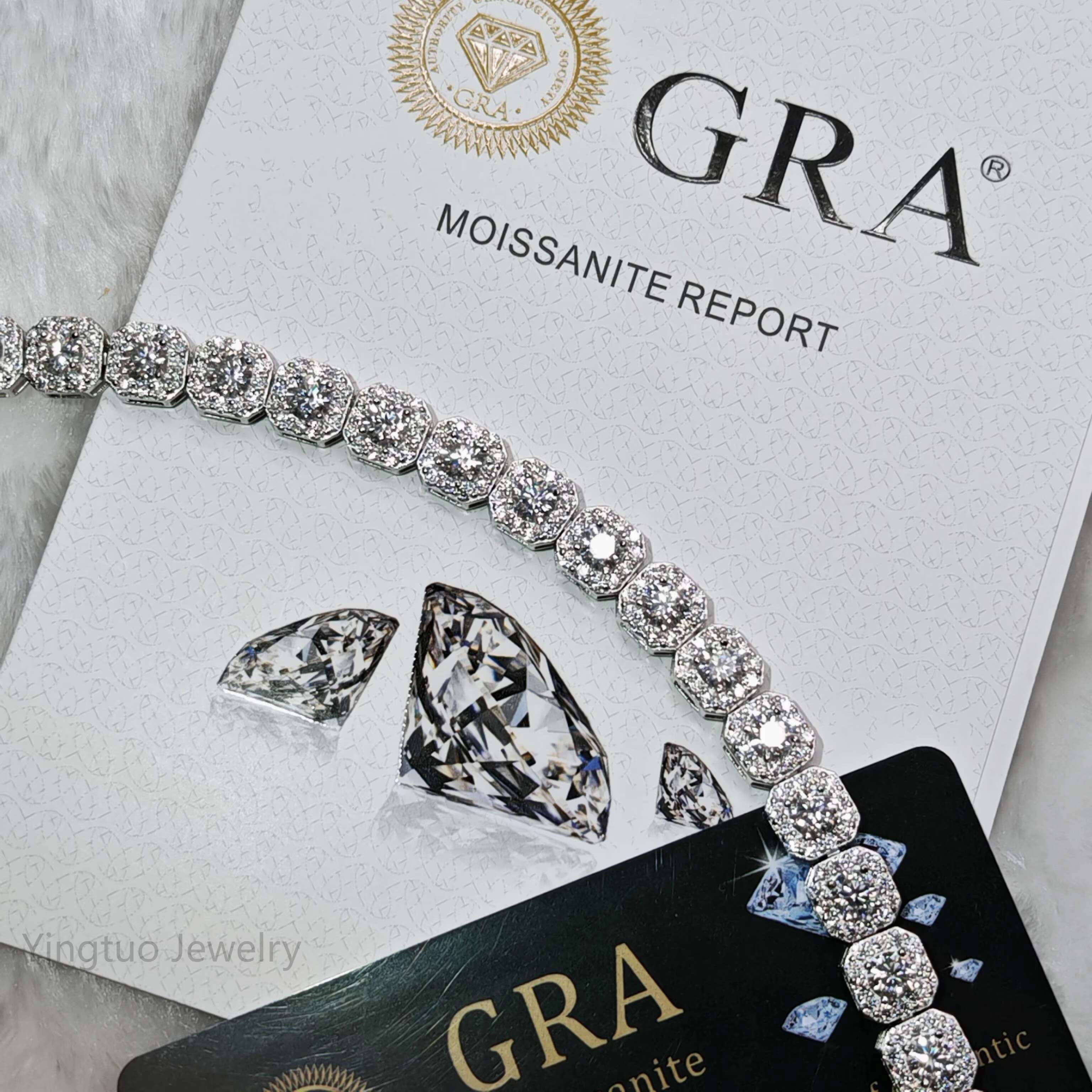 Wholesale Hip Hop 925 Silver VVS D Color Moissanite Diamond Jewelry Iced Out Tennis Chain Bracelet Necklace for Men