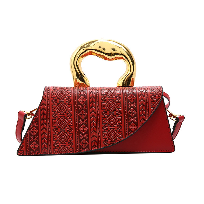 Ethnic Wind Pressure Flower Niche Designer Handbag New Personalized Trend European Retro Single Shoulder Crossbody Bag Women's Bag Makeup Bag Fre