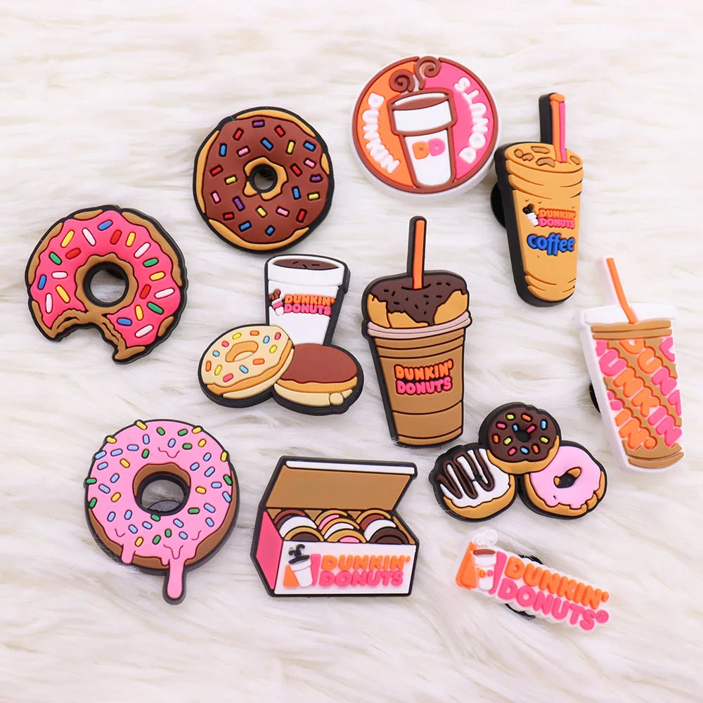 111PCS PVC Shoe Charms Food Donuts Coffee Buckle Clog Fit Wristbands Decoration Ornaments Accessories Holiday Present 250528