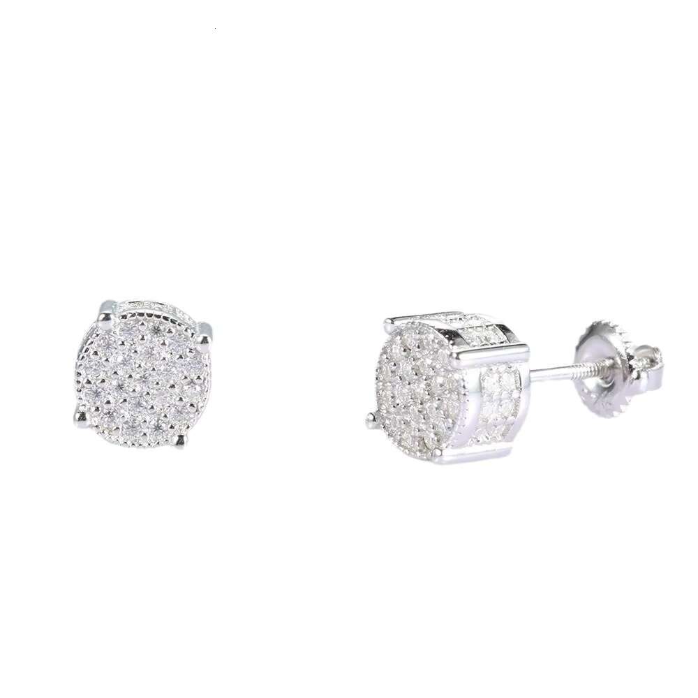 Factory Wholesale 18k Gold Iced Out Solid 925 Sterling Silver Sparkling Moissanite Color D Hip Hop Stud Earrings
