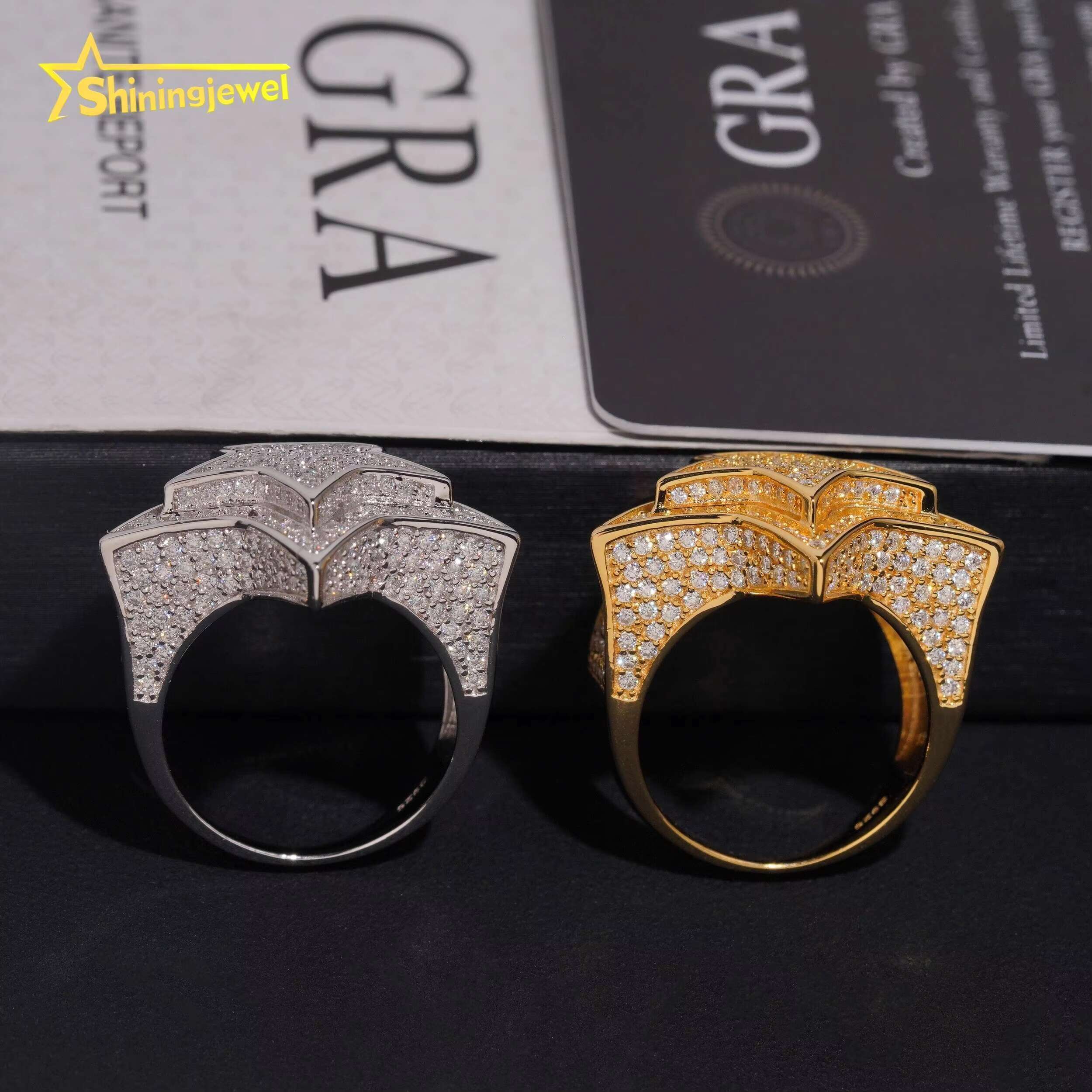 Fine Jewelry Hip Hop Sterling Silver 925 VVS Moissanite Diamond Star Iced Out Ring