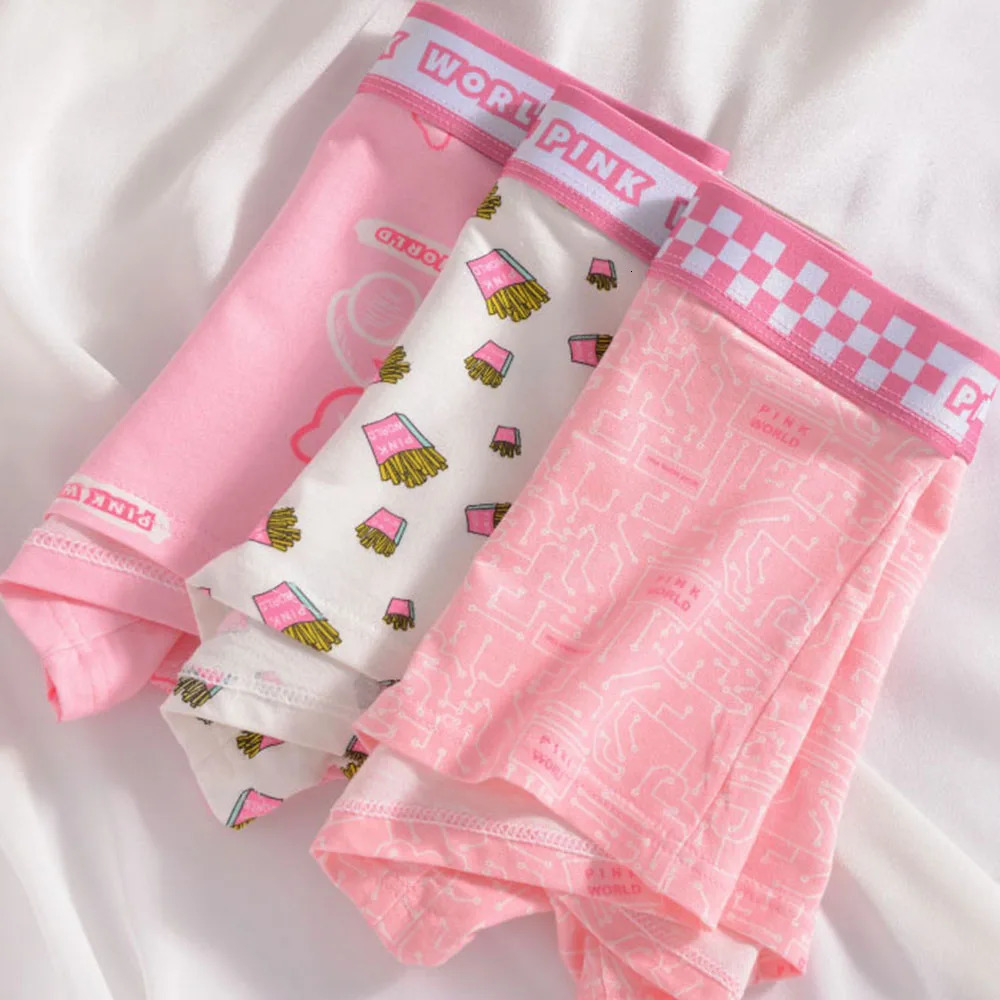 Mens Underwear Boxer BriefsCotton Stretch Breathable MoistureWicking Underpants Man PantiesPink Cartoon Printed L4XL 250526