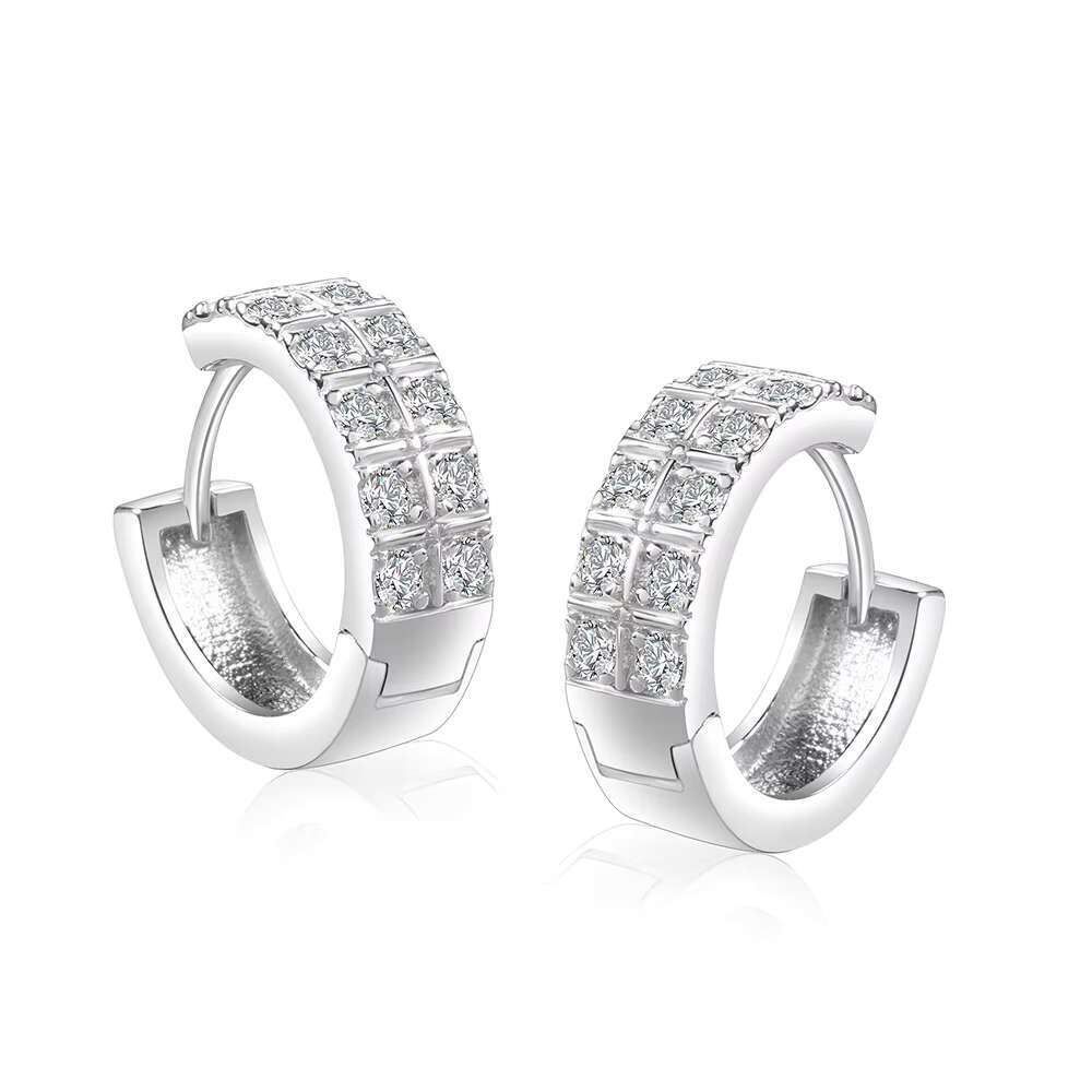 Fashion S925 Sterling Silver Moissanite Earrings with European and American Style Hip-hop Accents for Men and Women