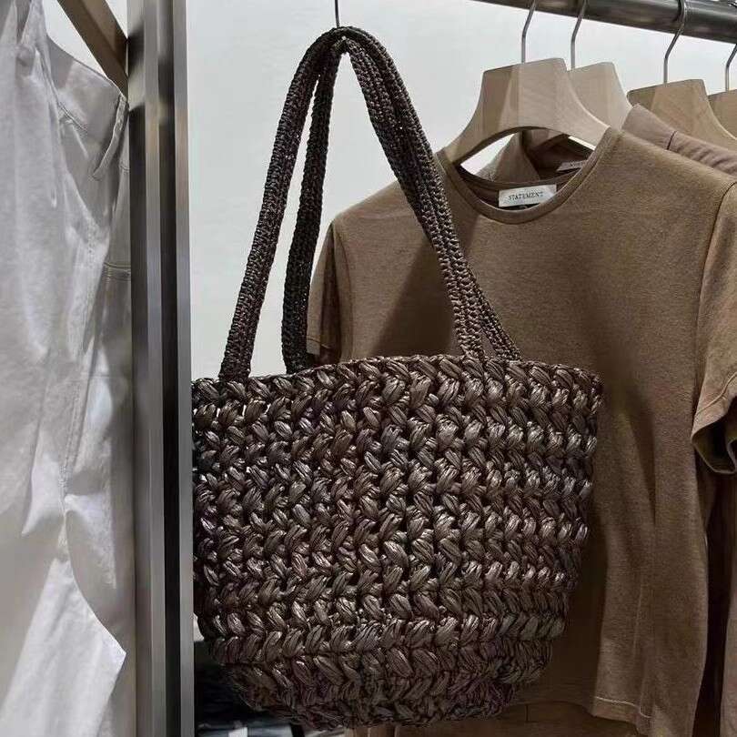 Straw Beach Tote Summer New Fashion Trendy Versatile Raffia Handwoven Design Shoulder Tote Bag Trend Crossbody Bag