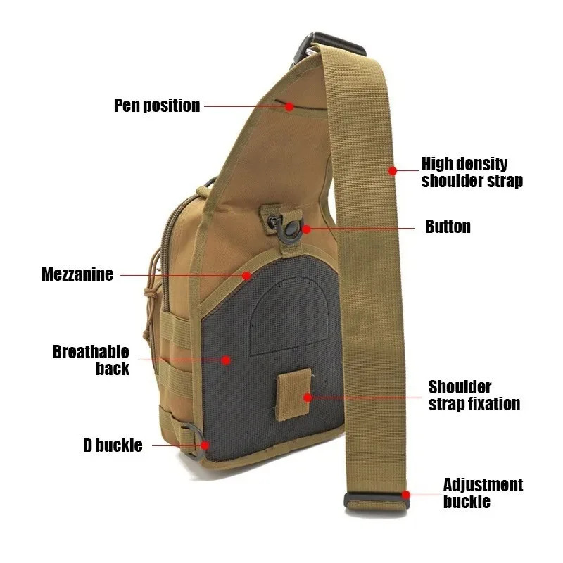 Mens outdoor Chest bag Camouflage Shoulder Bag Sling Backpack 900D Oxford Mountaineering Camping Fishing Trekking 250528