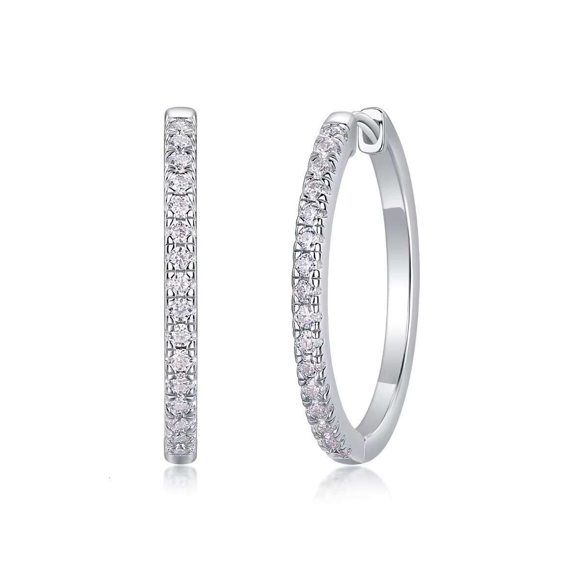Moissanite Medium Hoop Earrings in 925 Sterling Silver - Wholesale Jewelry Collection