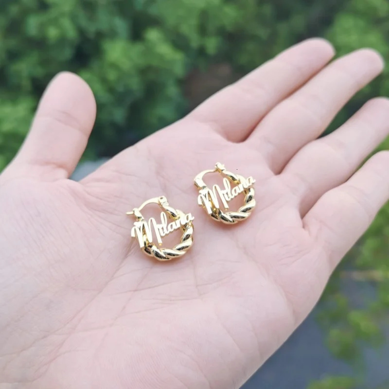 LeeChee Personalization Mini Twist Hoop Kids Custom Name Earrings For Baby Small Hoop Earring Kids Gift 250529