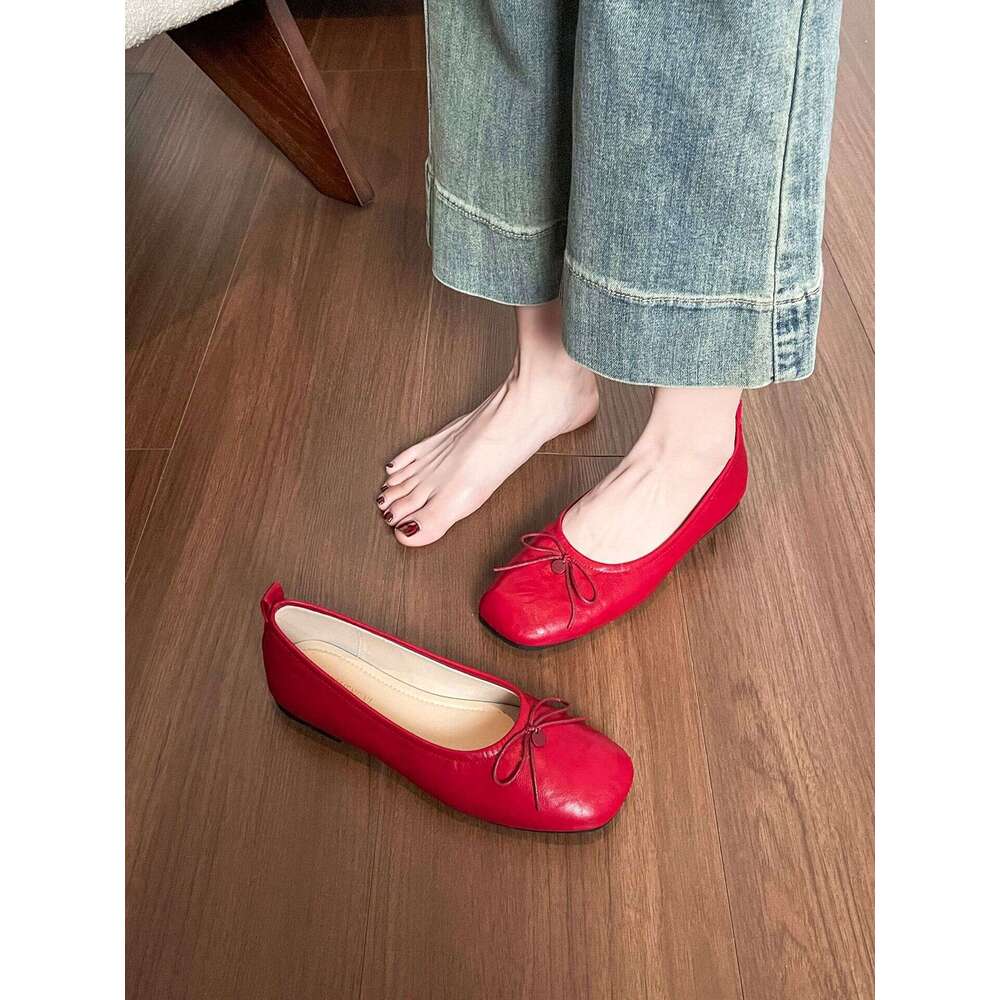 2025 New Simple Round Toe Shallow Mouth Flat Single Shoes for Women Spring Summer Korean Version Versatile Ballet Flats