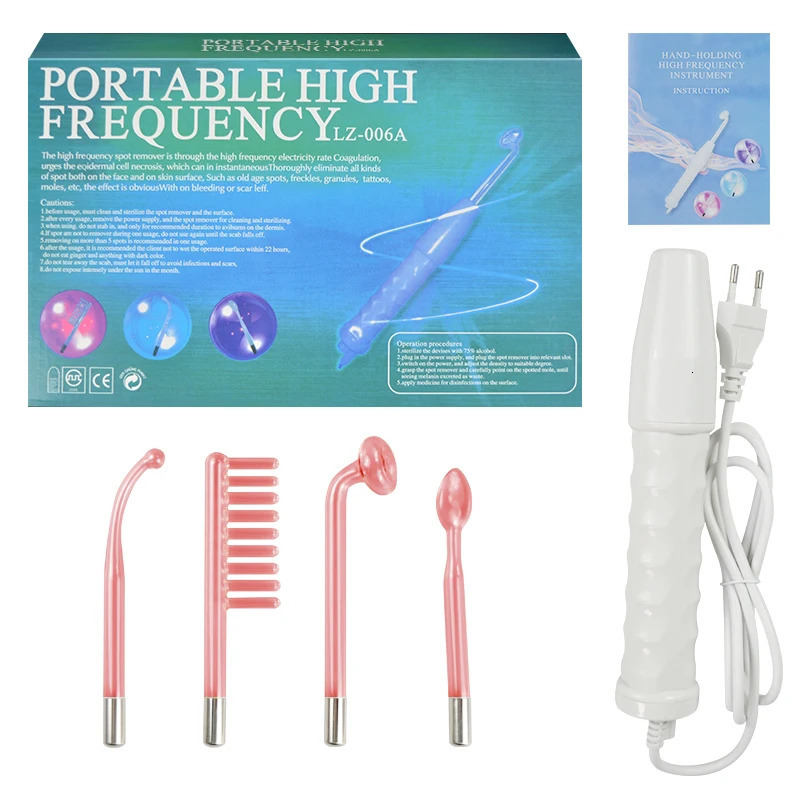 Portable High Frequency Facial Machine Mushroom Tongue Bend Comb Tube Electro Physio -inflammatory Device 250528