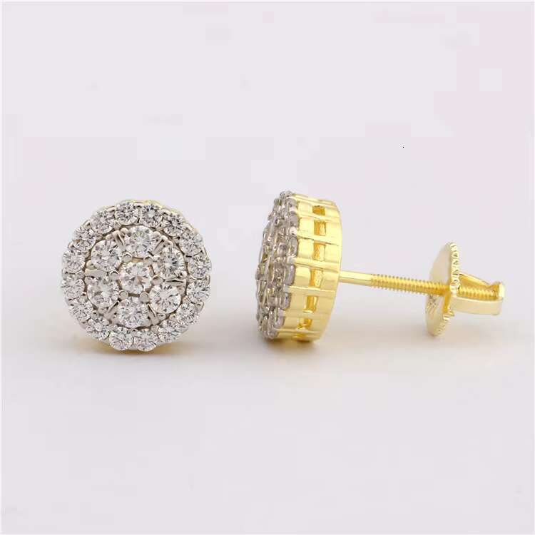 LUCK Hiphop Trend 925 Silver Moissanite Stone Hip Hop Stud Earrings Personalized Style Unique Design